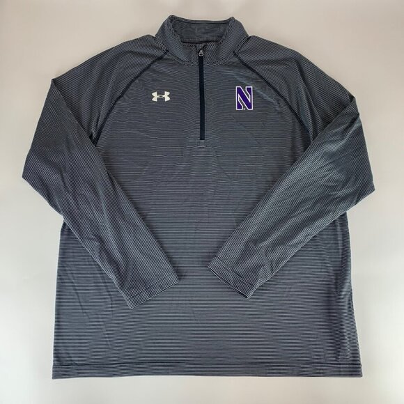 Northwestern Wildcats Black White Striped Under Armour Athletic Pullover Mens XL - Picture 1 of 4